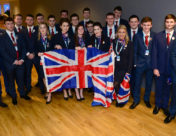 TeamUK at Gothenburg holding union jack