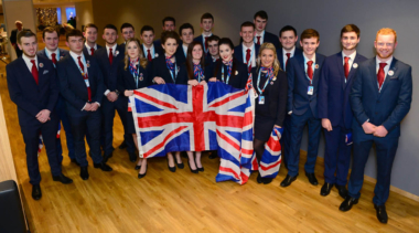 TeamUK at Gothenburg holding union jack