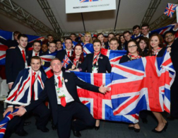 team uk group shot with union jack