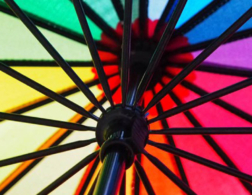 rainbow umbrella from the inside