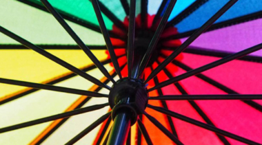 rainbow umbrella from the inside