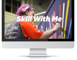 skill with me banner on a desktop computer