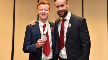 Rich Wheeler celebrating a gold medal