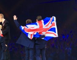 Photo of Team UK celebrating in Budapest 2018