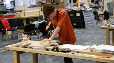 Photo of young person competing in Woodworking Foundation skills