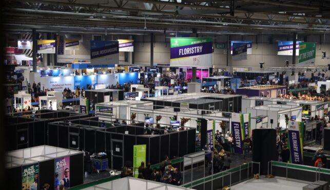 zoomed out aerial shot of worldskills uk live