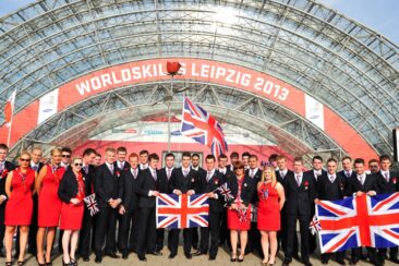 Photo of Team UK competitors group shout at WorldSkills Leipzig 2013