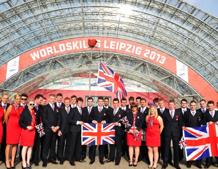 Photo of Team UK competitors group shout at WorldSkills Leipzig 2013