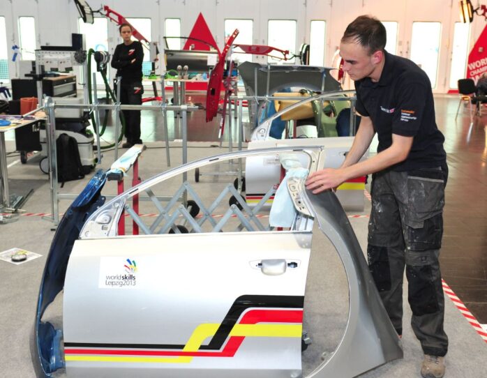 Photo of automotive competitor in WorldSKills Leipzig 2013