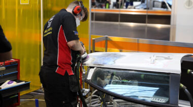 Young person competing in Automotive Body Refinishing competition