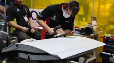 Young person competing in Automotive Body Refinishing competition