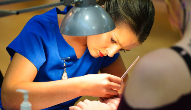 Young person competing in beauty therapy competition