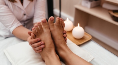 Photo of a beauty therapist giving a foot massage