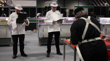 Young person competing in Butchery competition