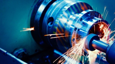 Photo of a CNC milling machine with sparks