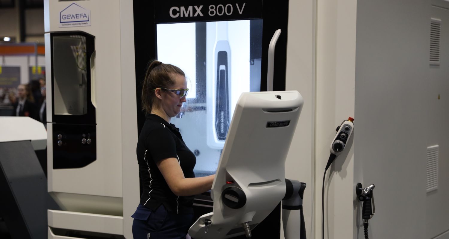 Young person competing in CNC Milling competition