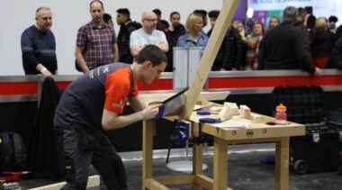 Young person competing in Cabinet Making competition