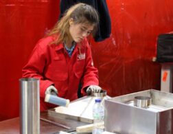 Young person competing in Sheet Metalwork competition