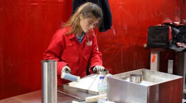 Young person competing in Sheet Metalwork competition