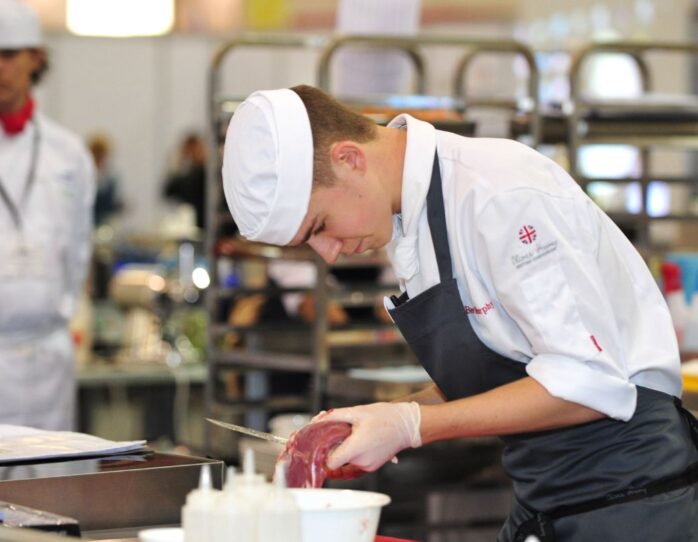 Photo of competitor in butchery WorldSKills London 2011