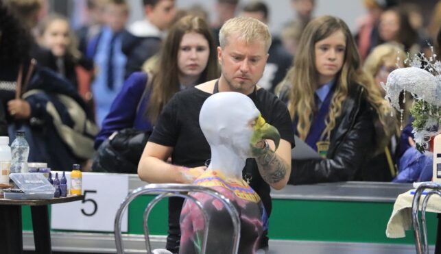 Young person competing in Creative Media Makeup competition