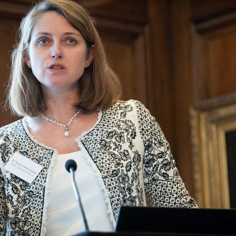Photo of Dr Susan Relly speaking at the launch of the SKOPE report