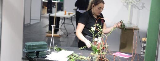 Young person competing in Floristry competition