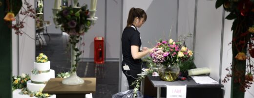 Young person competing in Floristry competition