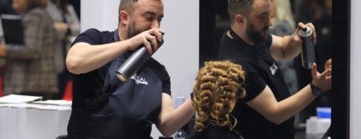 Young person competing in Hairdressing competition