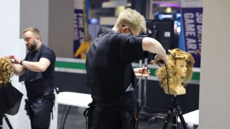 Young people competing in Hairdressing competition