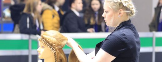 Young person competing in Hairdressing competition