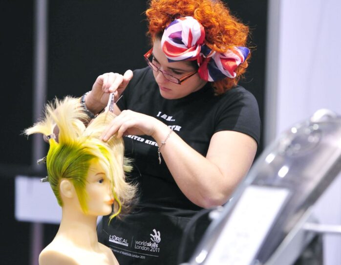 Photo of competitor in hairdressing WorldSkills London 2011