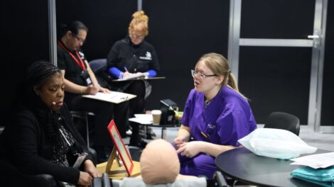 Young person competing in Health & Social Care competition