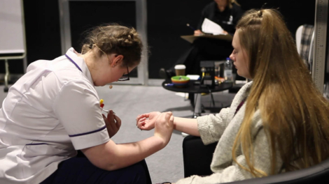 Young person competing in Health and Social Care competition