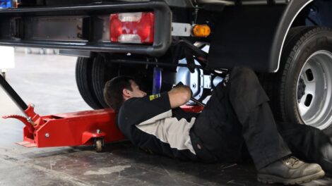 Young person competing in Heavy Vehicle Technology competition