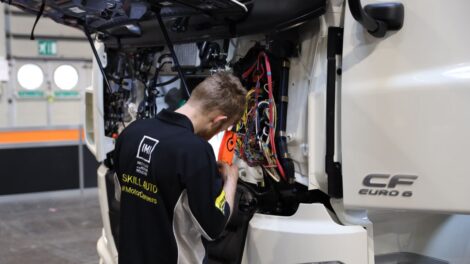 Young person competing in Heavy Vehicle Technology competition