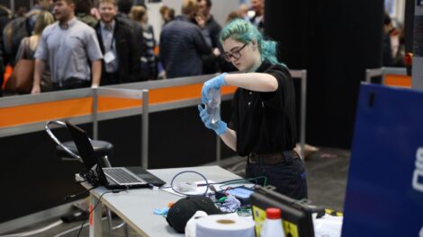 Young person competing in Heavy Vehicle Technology competition