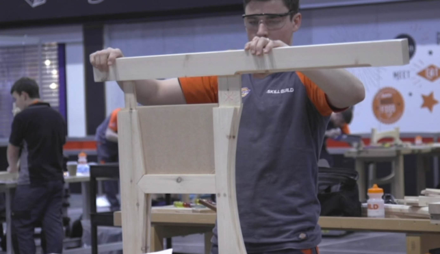 Young person competing in Joinery competition