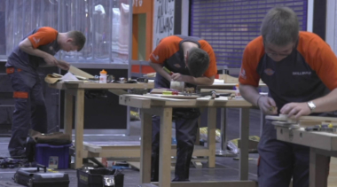 Young person competing in Joinery competition