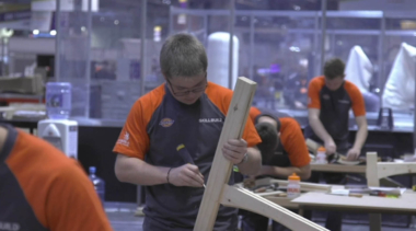 Young person competing in Joinery competition