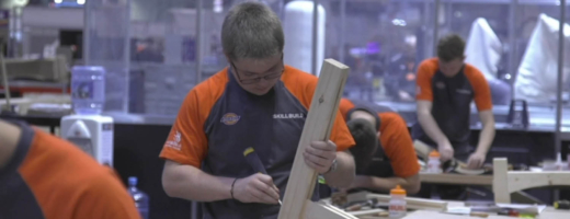 Young person competing in Joinery competition