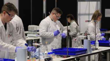 Young people competing in Laboratory Technician competition