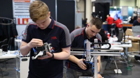 Young people competing in Mechatronics competition