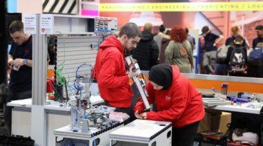 Young people competing in Mechatronics competition