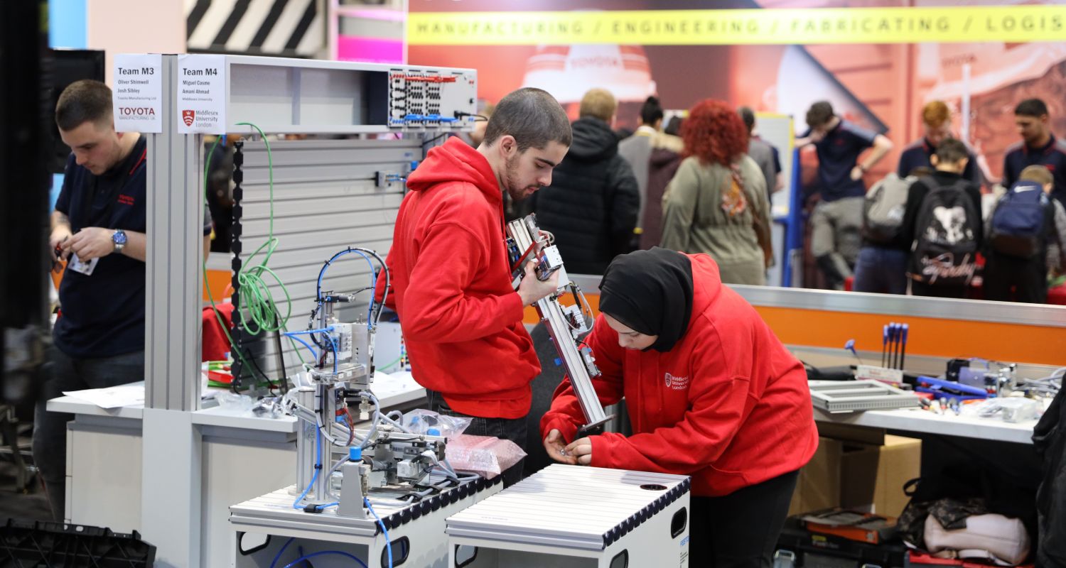 Young people competing in Mechatronics competition