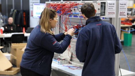 Young people competing in Mechatronics competition