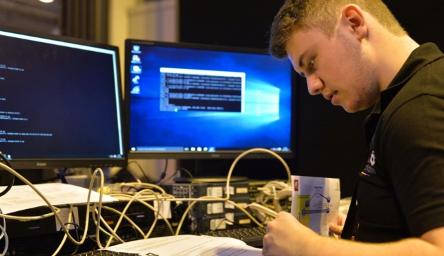 Young person competing in Network Infrastructure Technician competition