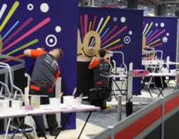 Young people competing in Painting and Decorating competition