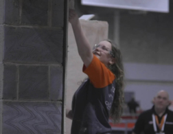 Young person competing in Plastering competition