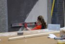 Young person competing in Plastering and Drywall Systems competition